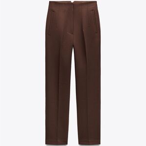 Zara Dark Brown Cropped Tailored Trousers